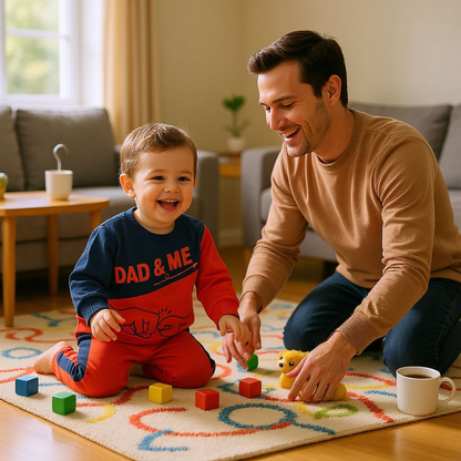 Dad & Me Boys’ Sweatshirt & Pant Set – Red & Navy