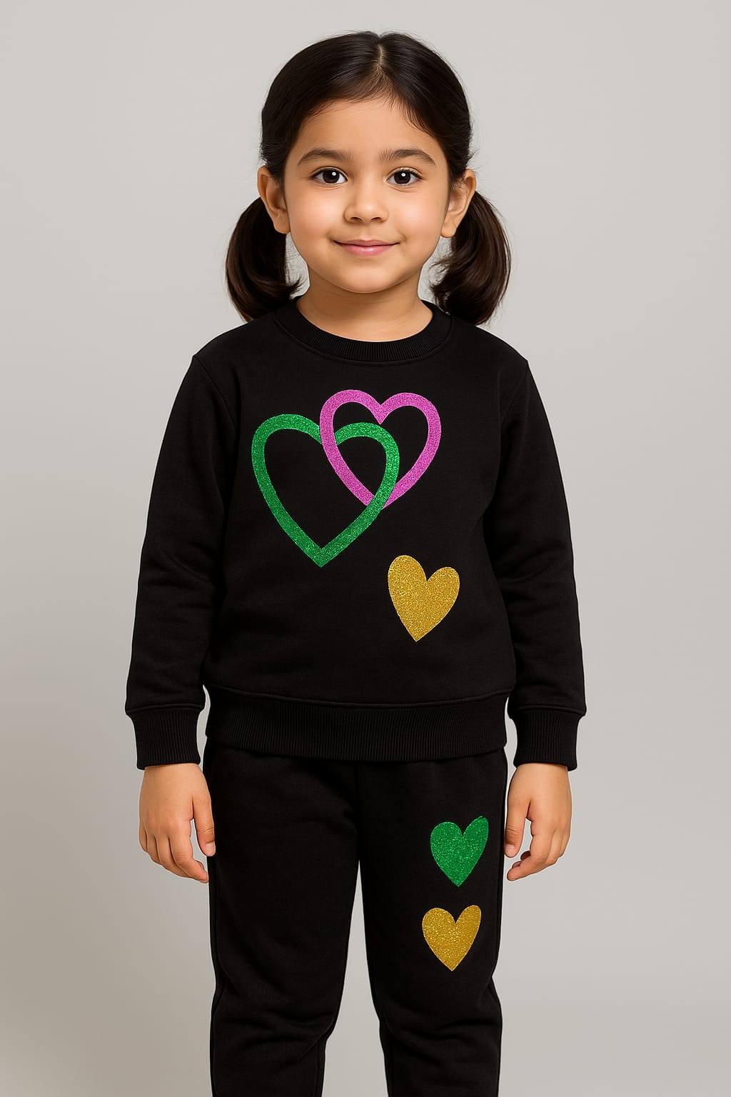 Sparkle Heart Sweatshirt & Trouser Set – Stylish Comfort for Little Trendsetters
