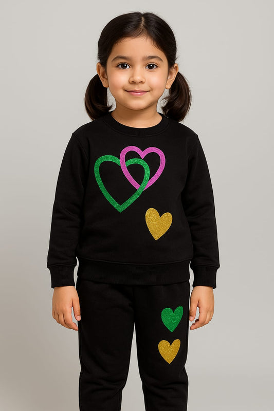 Sparkle Heart Sweatshirt & Trouser Set – Stylish Comfort for Little Trendsetters
