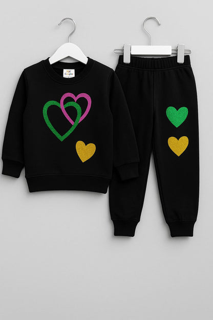 Sparkle Heart Sweatshirt & Trouser Set – Stylish Comfort for Little Trendsetters