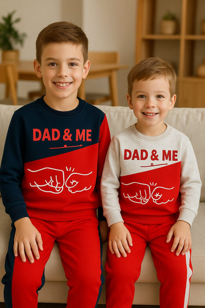 Dad & Me Boys’ Sweatshirt & Pant Set – Red & White