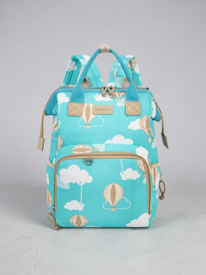 Premium Baby Diaper Backpack – Hot Air Balloon Print | Multi-Compartment Mommy Bag