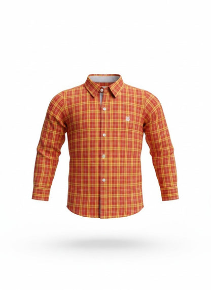 Boys' 2-in-1 Checked Shirt with Inner T-Shirt