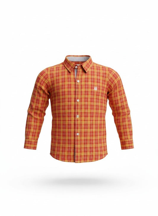 Boys' 2-in-1 Checked Shirt with Inner T-Shirt
