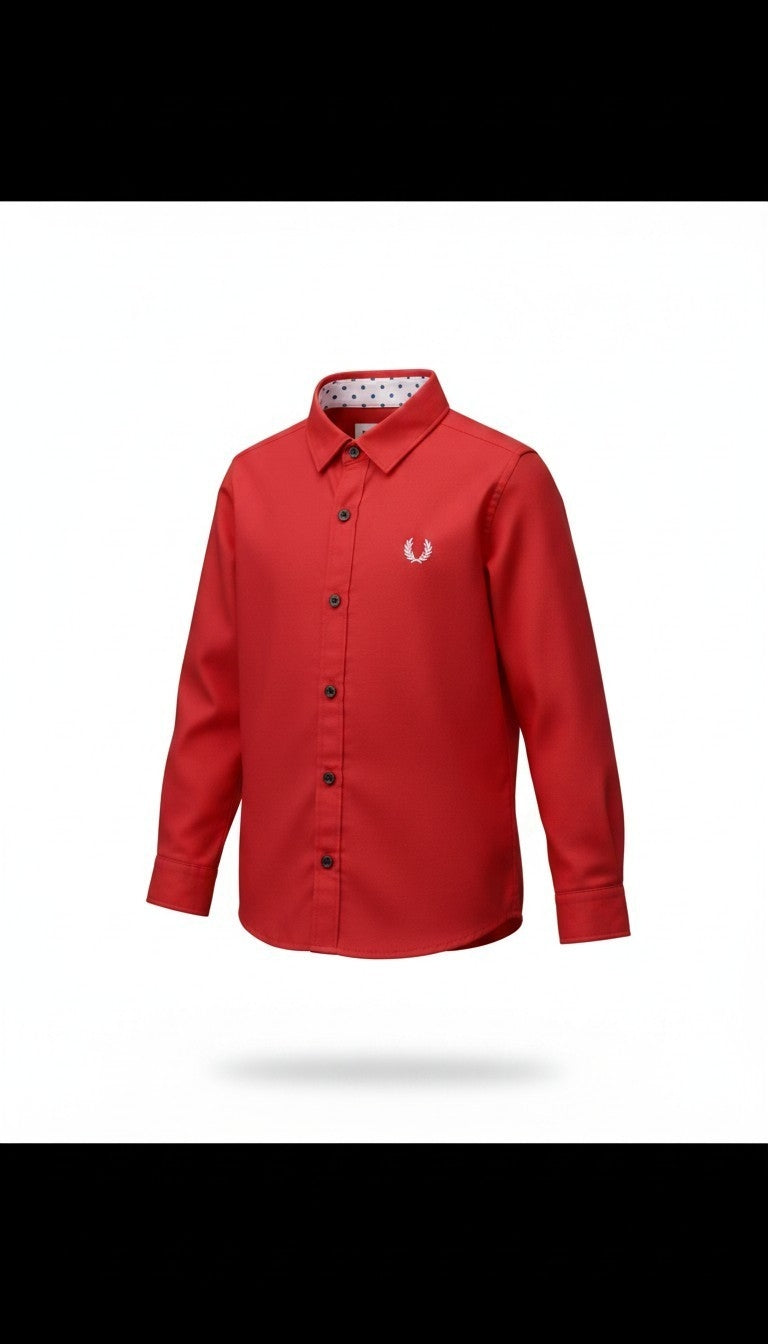 Red Kids Casual Cotton Shirt