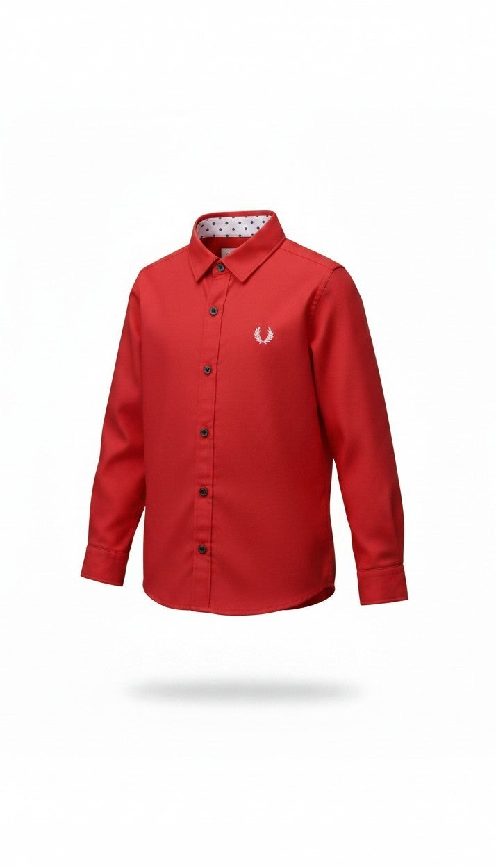 Red Kids Casual Cotton Shirt