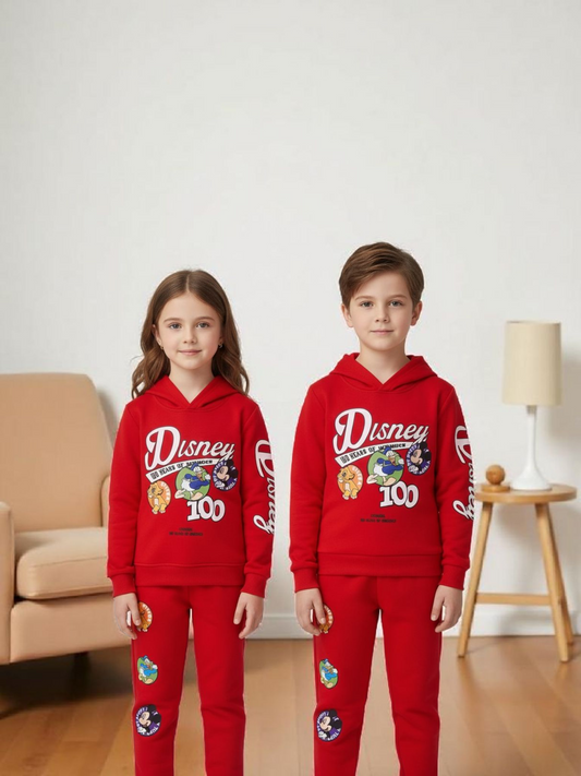 Disney 100 Years Celebration Kids Red Tracksuit Set