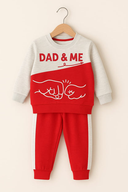 Dad & Me Boys’ Sweatshirt & Pant Set – Red & White