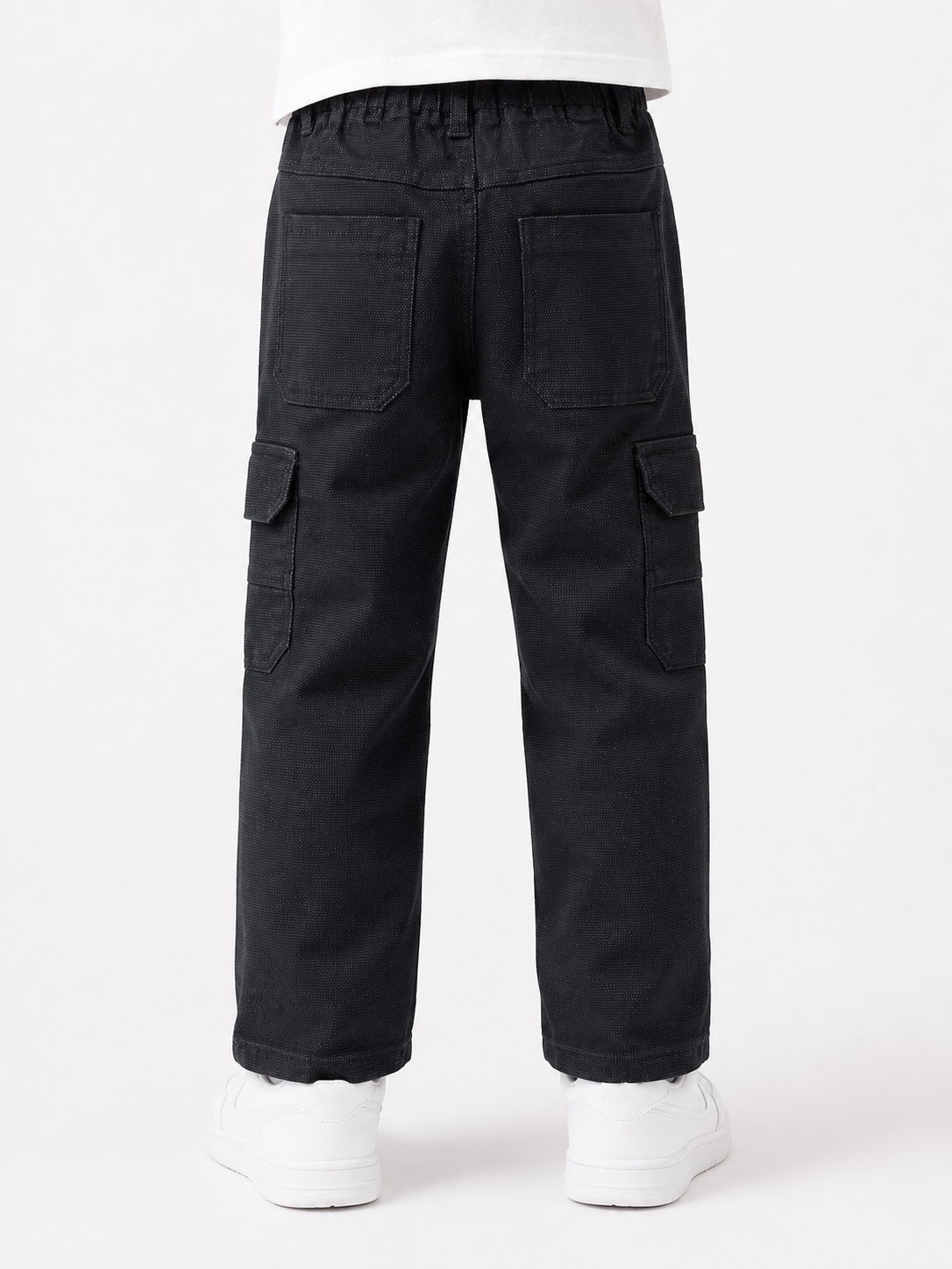 Kids Black Cargo Pants – Elastic Waist Utility Style