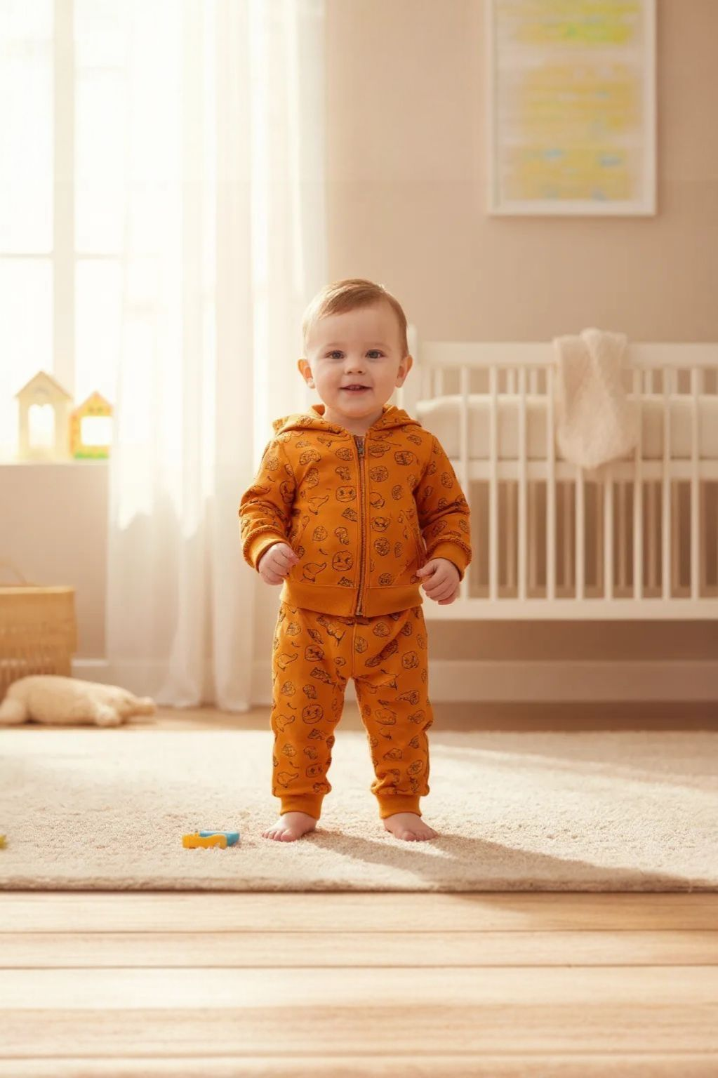 Baby Hoodie & Jogger Set – Mustard Orange