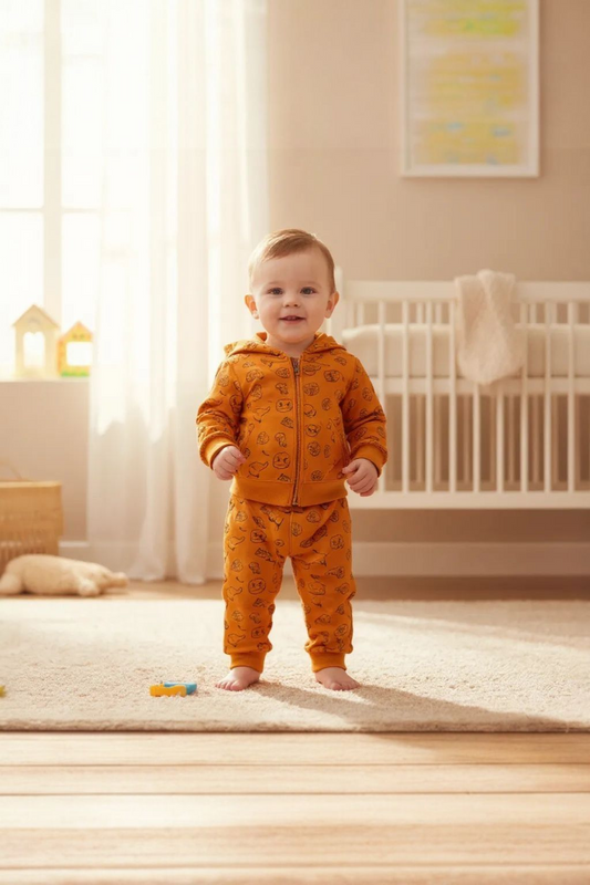 Baby Hoodie & Jogger Set – Mustard Orange