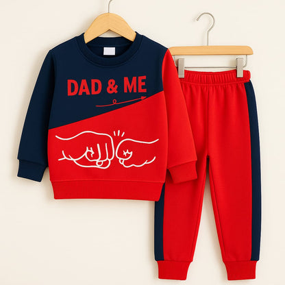Dad & Me Boys’ Sweatshirt & Pant Set – Red & Navy