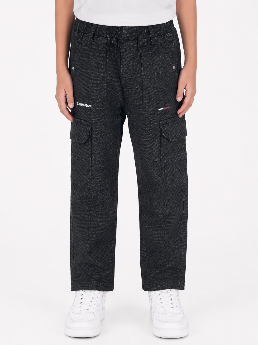 Kids Black Cargo Pants – Elastic Waist Utility Style