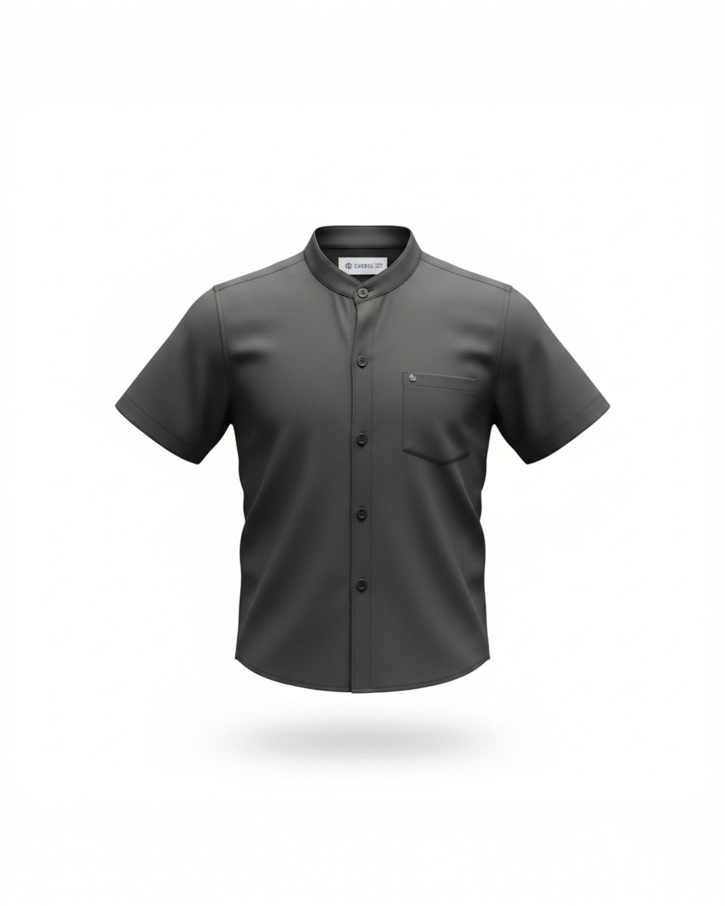 Kids Boys Short Sleeve Mandarin Collar Shirt – Dark Grey