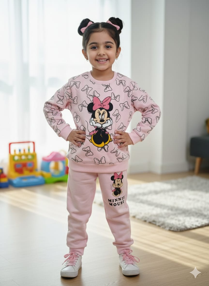 Minnie Mouse Pink Fleece Sweatshirt & Jogger Set for Girls