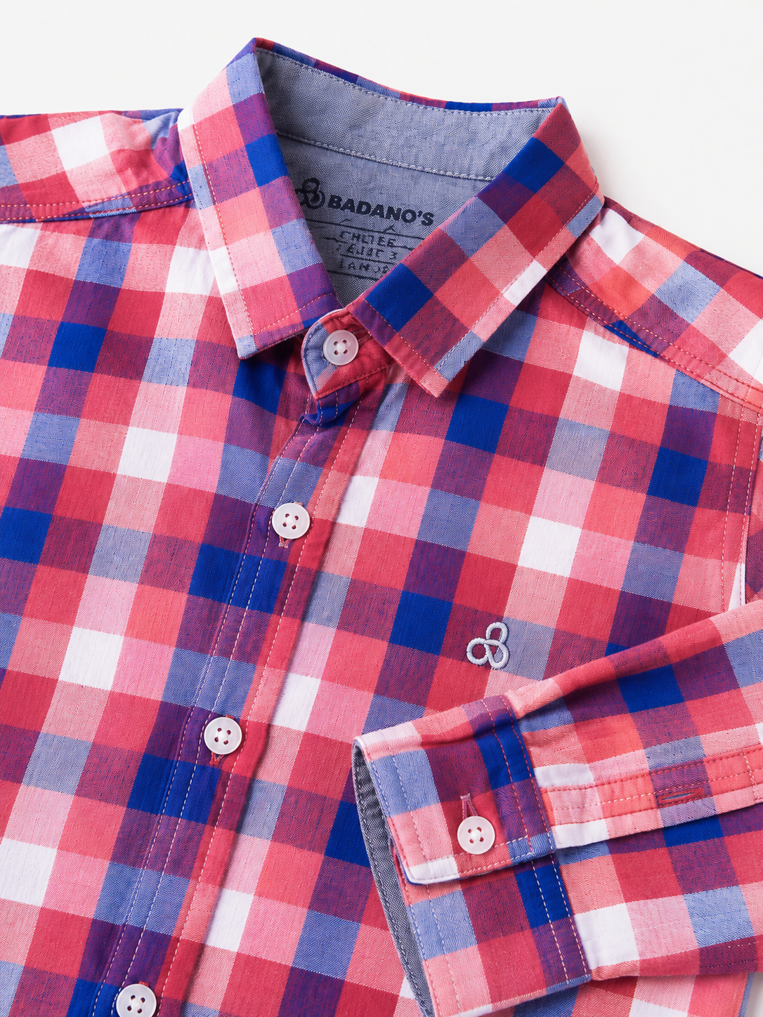 Kids Red & Blue Checkered Cotton Casual Shirt